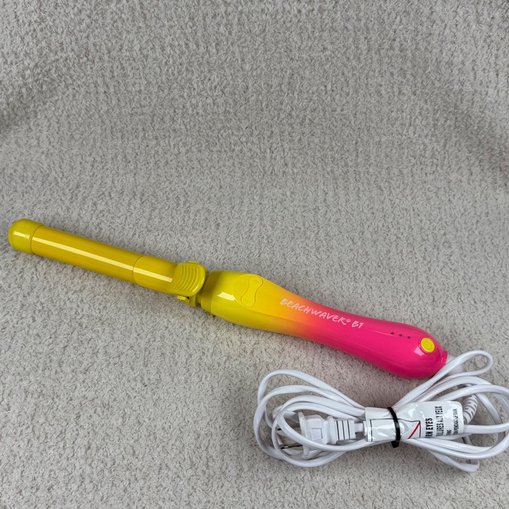 Beachwaver B1 Rotating Curling Iron Sunset Ombre Yellow Pink 1 Inch Wand BW168